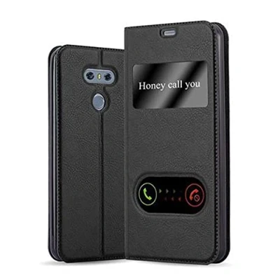 Image de cadorabo Coque pour LG G6 en Noir COMÈTE Housse Protection avec Stand Horizontal et Deux Fenêtres Portefeuille Etui Poche Folio Case Cover