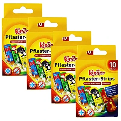 Image de com four® 40x Plâtres hydrofuges pour Enfants Bandes de plâtre colorées Set avec Motifs d&#039;animaux Testé cliniquement (Animaux)