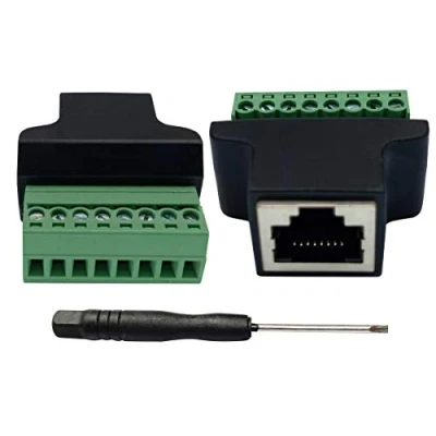 Image de AAOTOKK RJ45 Borne à Vis 8P 8C Femelle 8Pin Boulon Bornes Ethernet Net Network Pluggable Type Jack Plug pour AV CCTV UTP DVR Cat5 Cat6 Cat7 Coupler (2 Pack/Femelle)