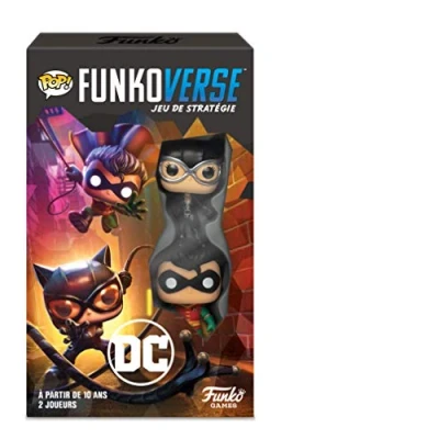 Image de Funko Pop Jeu Funkoverse DC Comics avec 2 Figurines, 1 de Société, Cartes, Dé
