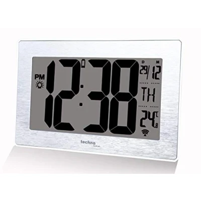 Image de Technoline Petite Horloge Murale Moderne WS8019 sans Fil Aspect Argent brossé 212 x 140 32 mm