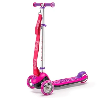 Image de Trunki Trottinette Pliante à 3 Roues avec Sangle de remorquage et Sac (Large (4 7 Ans), Rose)