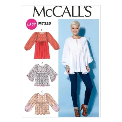 Image de McCall&#039;s Patterns 7325 Y Tailles XS Medium Patrons de Hauts et Tunique, Multicolore