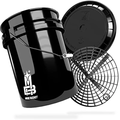 Image de MAGIC BUCKET lavage à la main pour voiture seau de Avec couvercle assorti 5 ballons US d&#039;environ 20 litres Grit Guard Kit noir et