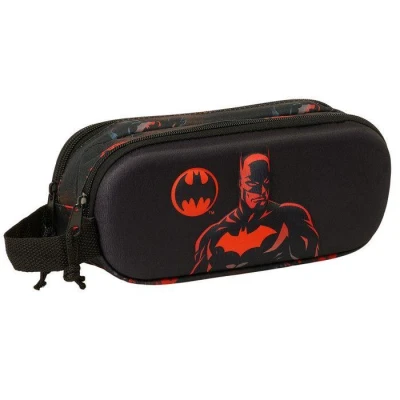 Image de safta Batman 3D Trousse Double 3D, pour Enfant, idéale Les Enfants d&#039;âge Scolaire, Confortable et Polyvalente, qualité résistance, 21 x 6 8 cm, Couleur Noire, Noir, Estándar,