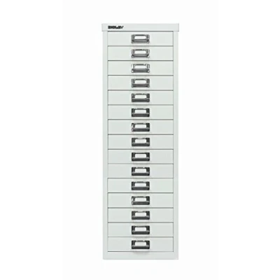 Image de BISLEY MultiDrawer, série 39, Format A4, 15 tiroirs, Métal, 696 Blanc de Circulation, 38 x 27,9 86 cm