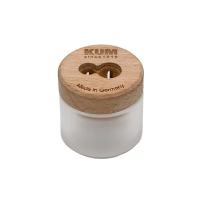 Image de KUM 1071011 Taille crayon double aspérule avec pot en verre, durable, bois, pour crayons épais et fins