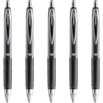 Image de Uni ball Signo Gel 207 Stylo roller rétractable Noir Lot de 5 (Import Royaume Uni)