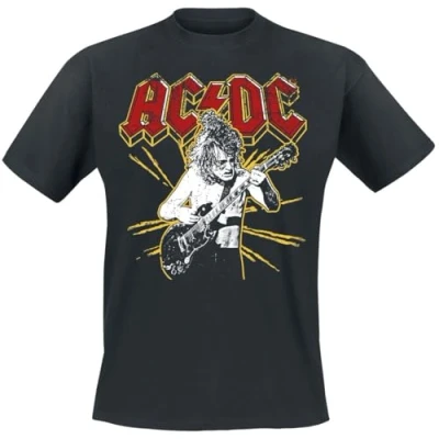 Image de AC/DC Back in Black Homme T Shirt Manches Courtes Noir XL 100% Coton Regular/Coupe Standard
