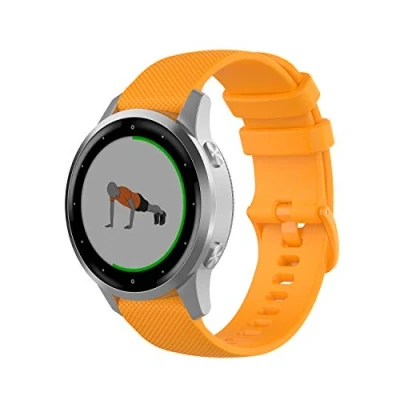 Image de Wownadu Bracelet Quick Release 18mm Compatible pour Garmin Vivoactive 4S/ Vivomove 3S/ Venu 2S, Forerunner 255S/ 255S Music/ 265S Bracelets Jaune Remplacement Silicone Sport Bands Strap