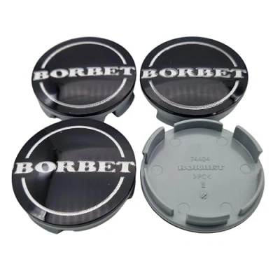 Image de Borbet 74404 Lot de 4 cache moyeux 55 mm/56 mm Noir brillant argenté