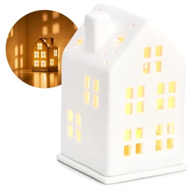 Image de com four® Photophore en Porcelaine Maison Mate avec Pied pour Bougie Chauffe Plat Lumineuse Décoration de pièce élégante Forme (12,5 cm)