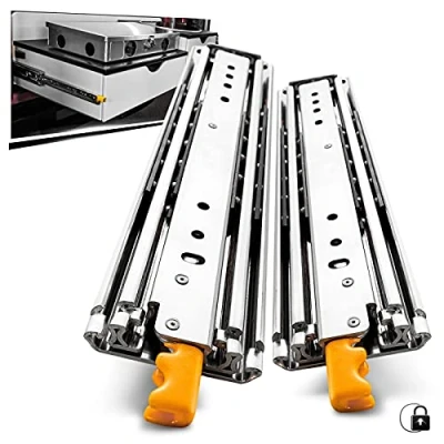 Image de AOLISHENG Glissières pour tiroirs à usage intensif 800 mm, avec fonction de verrouillage Capacité charge jusqu&#039;à 180 kg, 1 Paire