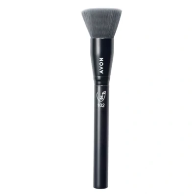Image de Avon Pinceau plat de polissage et pointillé, pour appliquer polir le fond teint une couverture uniforme finition impeccable, convient aux végétaliens avec un manche en plastique