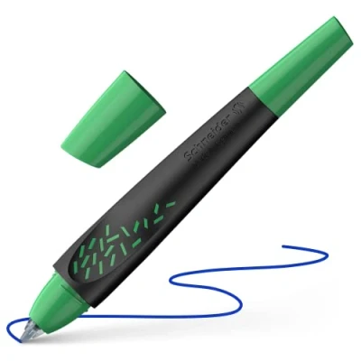 Image de Schneider Stylo roller Breeze 188884 (fabriqué en plastique recyclé, récompensé par l&#039;ange bleu, couleur de l&#039;encre : bleu roi, effaçable) noir/vert, taille moyenne