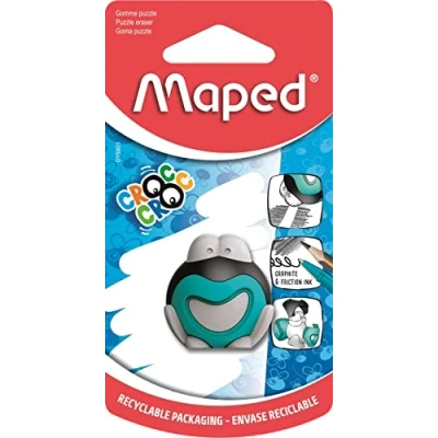Image de Maped Gomme Croc Grenouille Puzzle Efface Différents Types d&#039;Encres Amusante pour les Enfants Design Unique Packaging Recyclable 15901