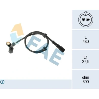 Image de FAE 78574 Capteur ABS inductif 2 480 RENAULT: TWINGO 1, 1 Kasten