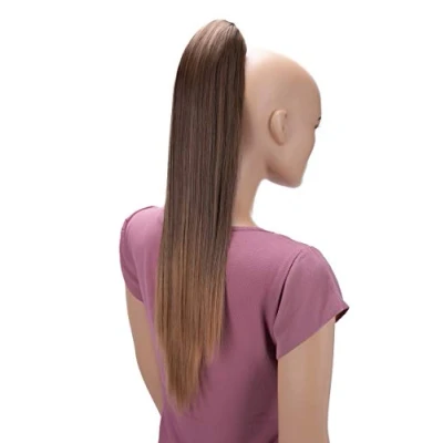 Image de CAISHA 60cm Ponytail Postiche Avec Pince Papillon Natte Queue De Cheval Extensions Cheveux Raide Mélange Brun H633