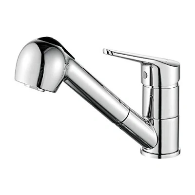 Image de Ibergrif M14550, Mitigeur de Cuisine Extractible, Robinet avec Douchette, Evier Bec Bas, d&#039;Évier Rotatif à 360, Chromé, Argent
