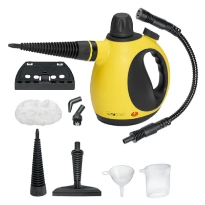 Image de Clatronic Nettoyeur à vapeur nettoie, dégraisse &amp; désinfecte Pression de 3,5 bar maxi Steam Cleaner avec buse orientable 360 5m câble 9 accessoires inclus 1050W DR 3653