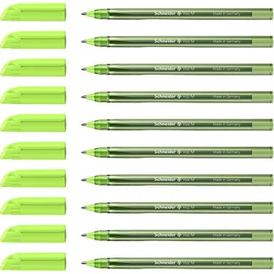 Image de Schneider Vizz 102211 Stylo à bille (pour une écriture facile et rapide, Couleur du corps = d&#039;écriture, largeur de trait M) 10 pièces, Vert clair