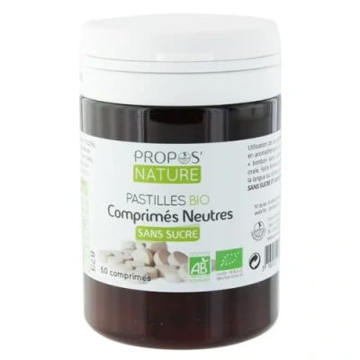 Image de comprimés neutres Bio Support pour huiles essentielles aromathérapie sans sucre fabriqués en France 60 Propos&#039;Nature