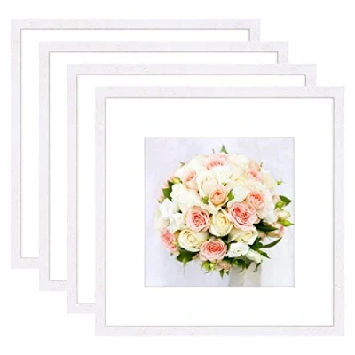 Image de YEEPHAN cadre photo blanc 30 x cm pour 20 avec support 12 pouces sans support, carré en bois massif façade Perspex montage mural, 4 lots