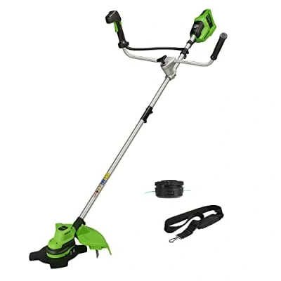 Image de Greenworks 2x24V Coupe bordure &amp; Débroussailleuse sans Batterie et Chargeur, Largeur 38cm Fil 25cm Lame, Poignée de vélo Réglable Mode Hi/Low GD24X2BCB