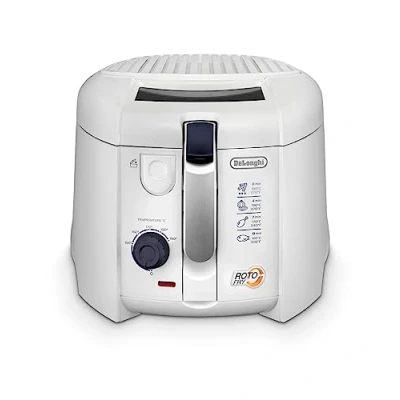 Image de De&#039;Longhi F28211.W1 Friteuse RotoFry, 1800 W, 1,2 litre, acier inoxydable, blanc