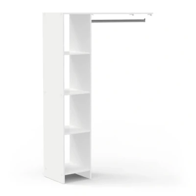 Image de Demeyere Kit Dressing avec Penderie &amp; Colonne De 3 Rayons Modulable Coloris Blanc Mat 120,2 x 180 39,6 cm