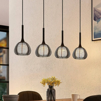 Image de Lucande Tetira suspension 4 lampes allongée noire