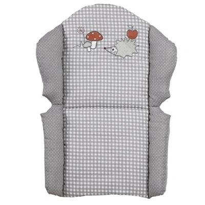 Image de roba Coussin de Chaise Haute Combinée Adam &amp; Eule Facile à Nettoyer et Lavable Réducteur Siège Confortable dès 6 Mois Imprimé Hérisson Carreaux Vichy Gris