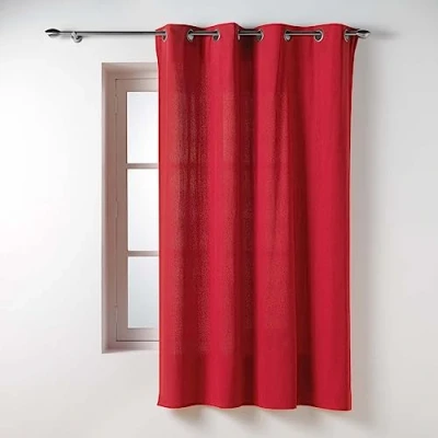 Image de douceur d&#039;intérieur, Rideau à Oeillets (135 x 180 Cm) Twily Rouge, Coton / Polyester Recyclé