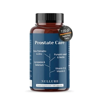 Image de Nullure Formule Prostate et Confort Urinaire Saw Palmetto + Pepin de Courge Lycopène Ortie Testé par tiers en Allemagne Sans additifs &amp; Vegan 120 gélules (2 mois) Fabriqué à Barcelone