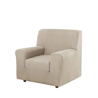 Image de Zebra Textil Berta Housse de Canapé Elastique, Taille 1 Place (de 70 à 110 cm), Couleur Blanc Ivoire