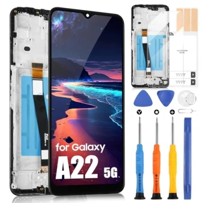 Image de Écran LCD de rechange pour Samsung Galaxy A22 5G SM A226B A226B/DS A226B/DSN Touch Digitizer Glass Assembly (6,6&quot;, noir avec cadre)