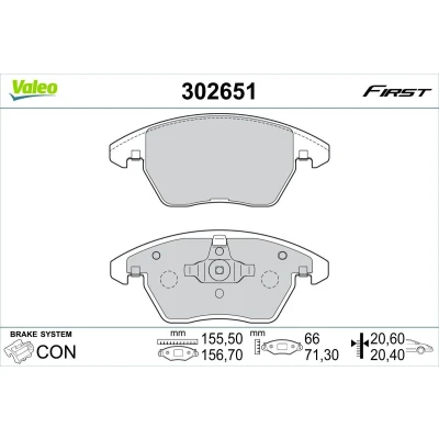 Image de VALEO 302651 Jeu de plaquettes frein Essieu avant contact signal d&#039;usure exclu avec tôle anti bruit VOLKSWAGEN: Beetle 3/5 portes, Jetta 4