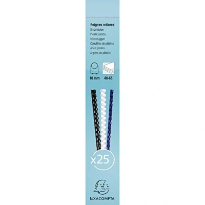 Image de Exacompta Réf. 76301E Boîte de 25 reliures spirales en PVC noir 10 mm permet relier 40 à 65 feuilles 80g format A4 ou A3 paysage convient pour tout type machine anneaux