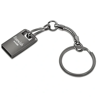Image de Cle USB 64 GO, Mini Clé 64GB Flash Drive 64GO Portable Clef GO avec Keychain pour Ordinateur Portable/PC/Voiture etc (Gris)