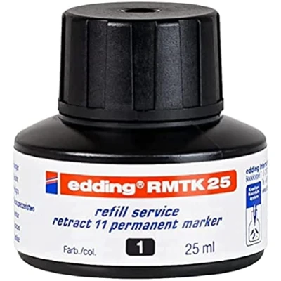 Image de edding RMTK 25 recharge d&#039;encre noir ml avec système capillaire, idéal pour recharger proprement et sans complication le marqueur permanent retract 11
