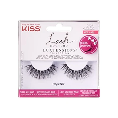 Image de KISS Lash Couture LuXtensions Collection 1 paire de faux cils en soie royale léger et flexible avec bande colle à