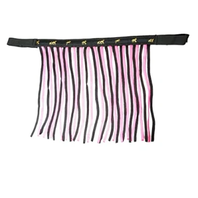 Image de Frange Mouche pour Chevaux Masque Anti Mouches avec Franges et Fermeture Shetty, Pony, COB, Sang Chaud, KB (Blanc Chaud (Full), Noir Rose)