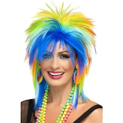 Image de Smiffys Perruque punk arc en ciel des années 80, multicolore