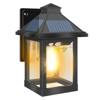 Image de COLBOR Projecteur Solaire Exterieur, Lampadaire Murale Vintage avec Détecteur de Mouvement 3 Modes Imperméable IP65 pour Garage jardin Cour Patio (1 pcs), Exterieur Eclairage Lampe