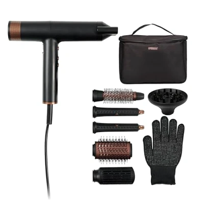 Image de Princess Airstyler Pro, 7 en 1, 3 Niveaux de Température et Vitesses, Fonction Ionique, Technologie Cool Shot, Câble 1,8m, Étui Voyage, Accessoires, Gant Thermique, 2000 W, 01.529205.01.001