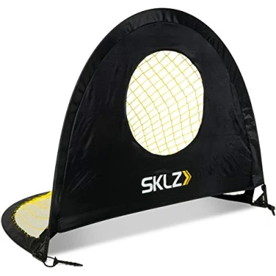 Image de SKLZ Football 2 en 1 Precision Pop Up But de et Cible d&#039;entraînement, Matériel d&#039;entraînement Football, Noir Jaune, 4ft x 3ft