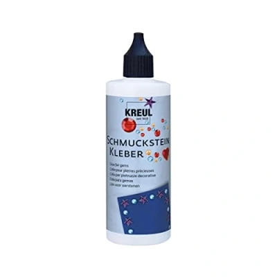 Image de KREUL 49602 Hobby Line Colle pour pierres décoratives Flacon de 125 ml à base d’eau avec un embout fin collage très précis des Transparente une fois sèche, 128