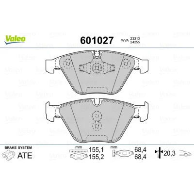Image de VALEO 601027 Jeu de plaquettes frein Essieu avant contact signal d&#039;usure exclu avec tôle anti bruit BMW: X1, 5 Berline, 3 Touring