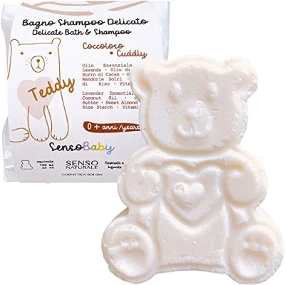 Image de Shampoing Solide bain Enfant Délicat TEDDY apaisant à l&#039;amidon de riz bio, huile lavande, beurre cacao peaux sensibles, nouveau nés équivalent 750 ml