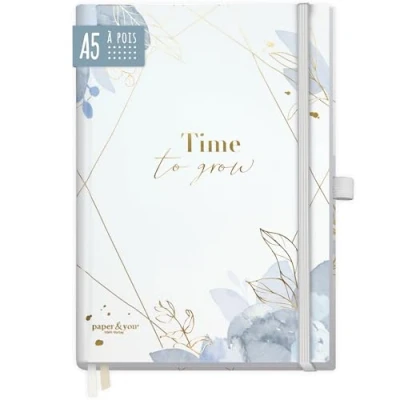 Image de paper&amp;you® Premium Bullet journal à pois [Time to Grow] carnet de notes A5 188 pages papier épais intime avec élastique, porte stylo durable &amp; climatiquement neutre
